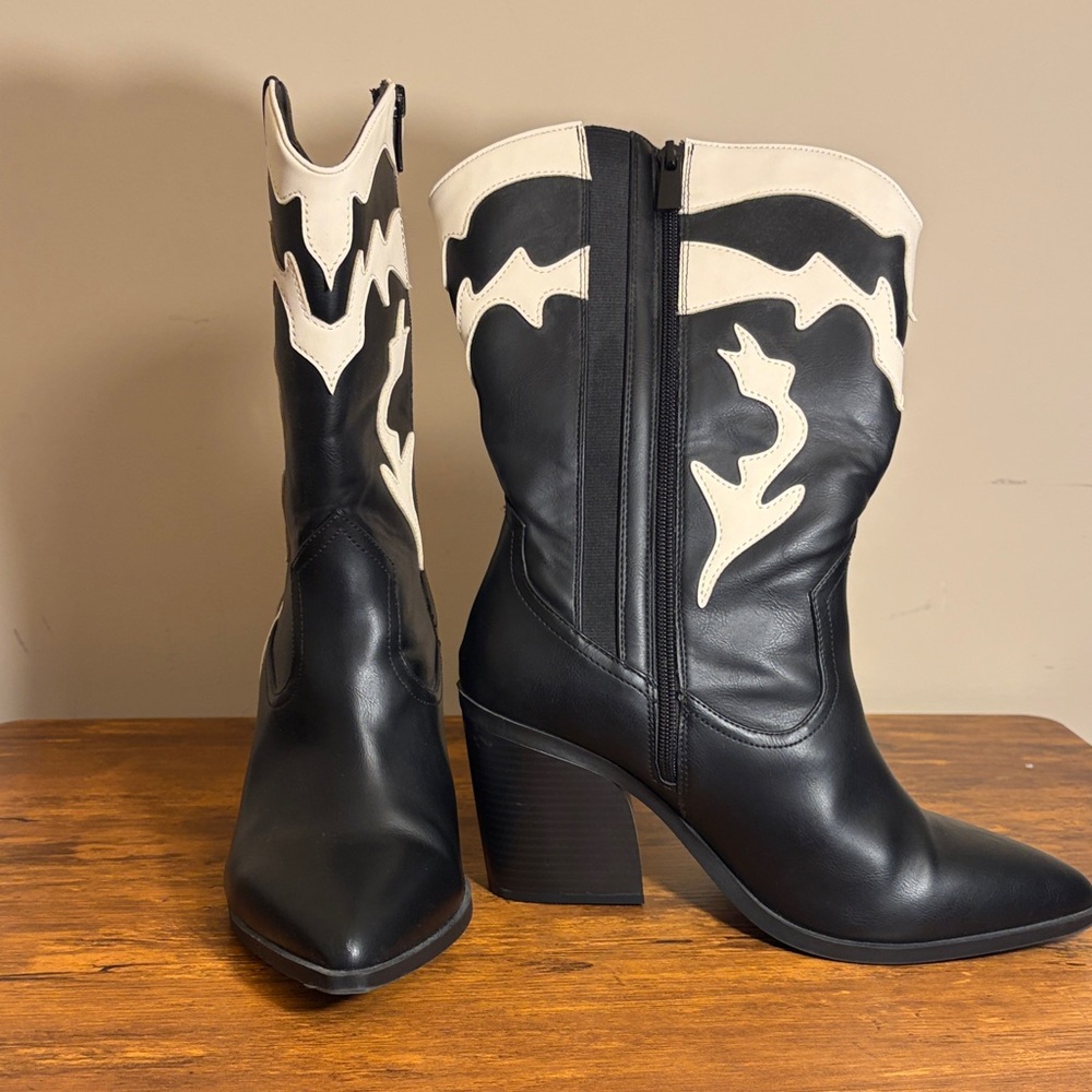 Black and White Western Boots